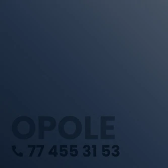 Niebieski kwadrat z napisem Opole i numerem 77 455 45 40